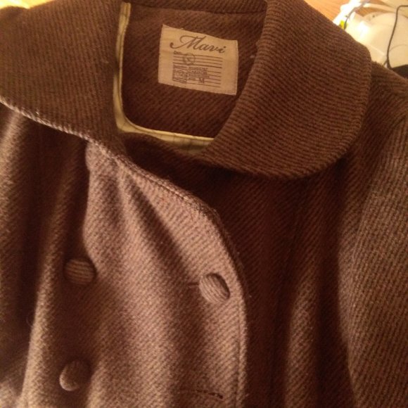 Brown Pinstripe Peacoat - Picture 10 of 16